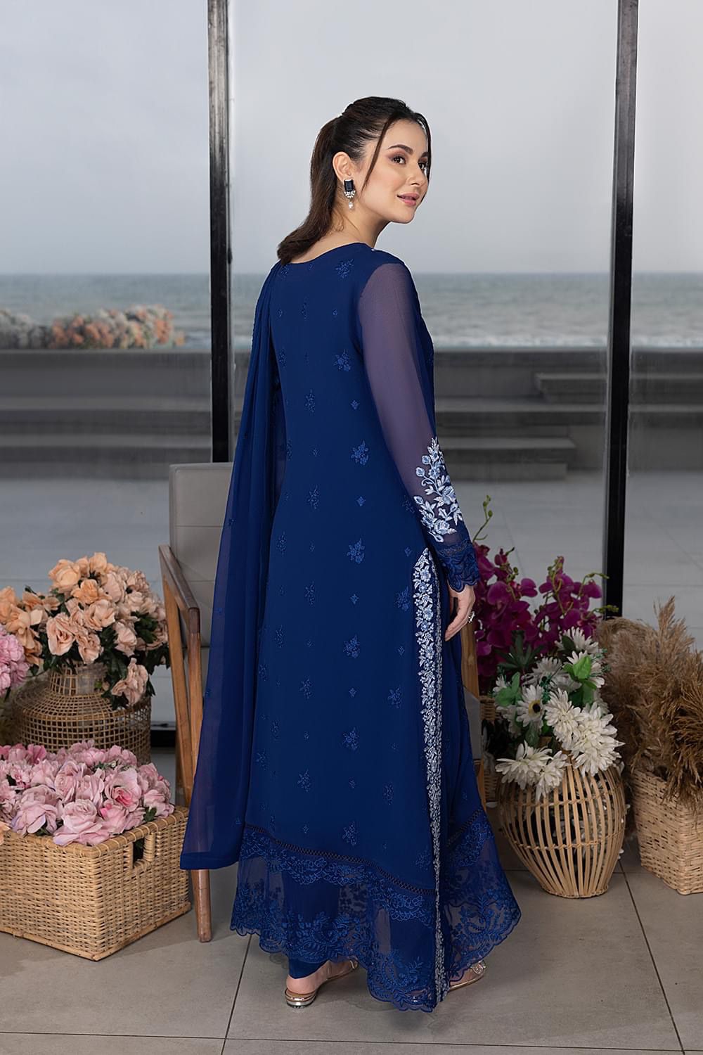 AZURE Premium Chiffon Unstitched – 3 Piece Suit
