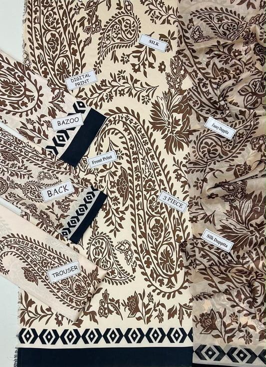 Maria B Silk Collection 2026 – 3-Piece Unstitched Suit