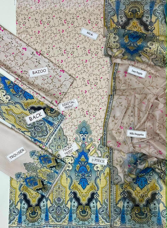 Maria B Silk Collection 2026 – 3-Piece Unstitched Suit