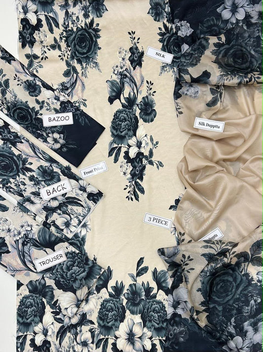 Maria B Silk Collection 2026 – 3-Piece Unstitched Suit