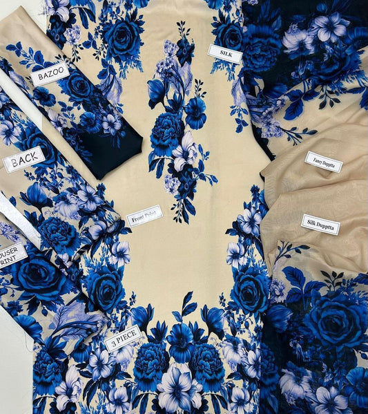 Maria B Silk Collection 2026 – 3-Piece Unstitched Suit