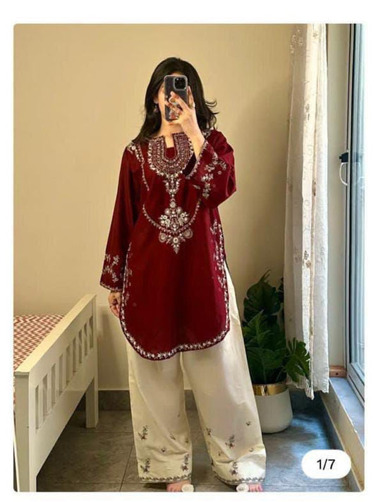 Elegance Redefined – Premium Embroidered Silk 2-Piece