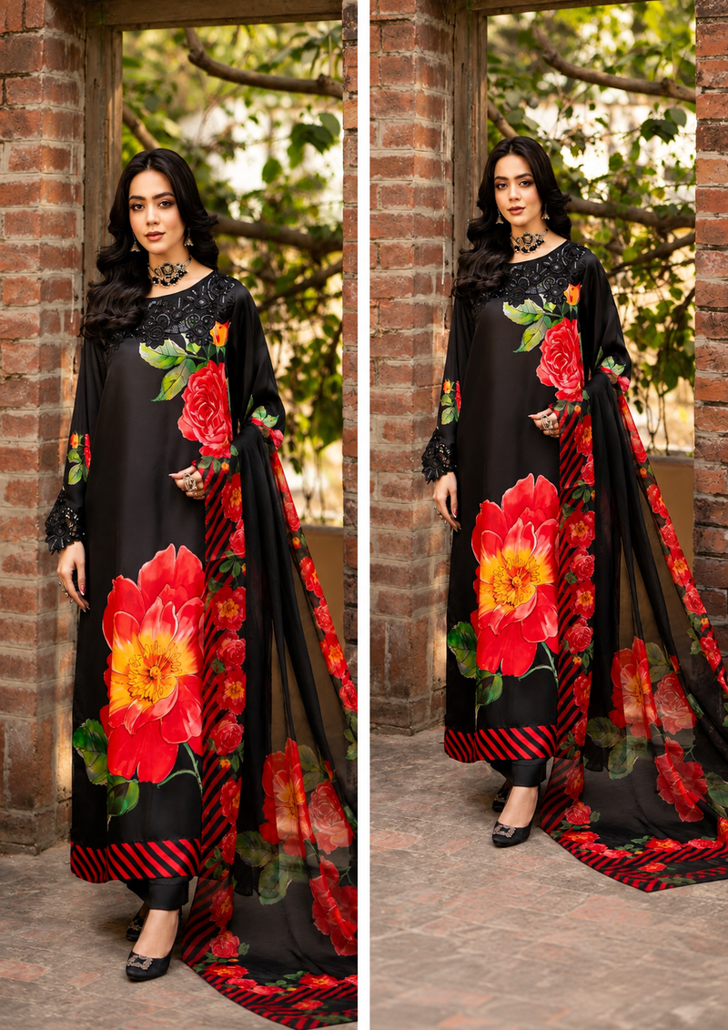 Maria B Silk Collection 2026 – 3-Piece Unstitched Suit