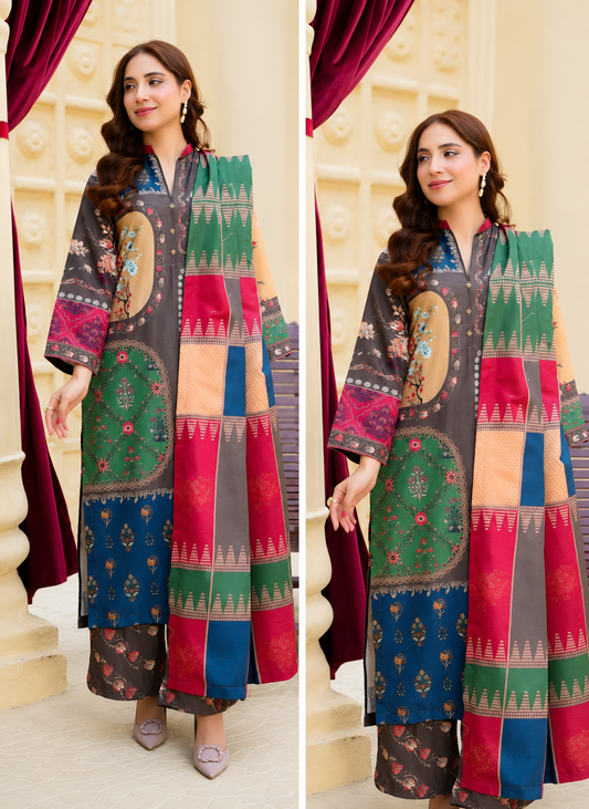 Maria B Silk Collection 2026 – 3-Piece Unstitched Suit