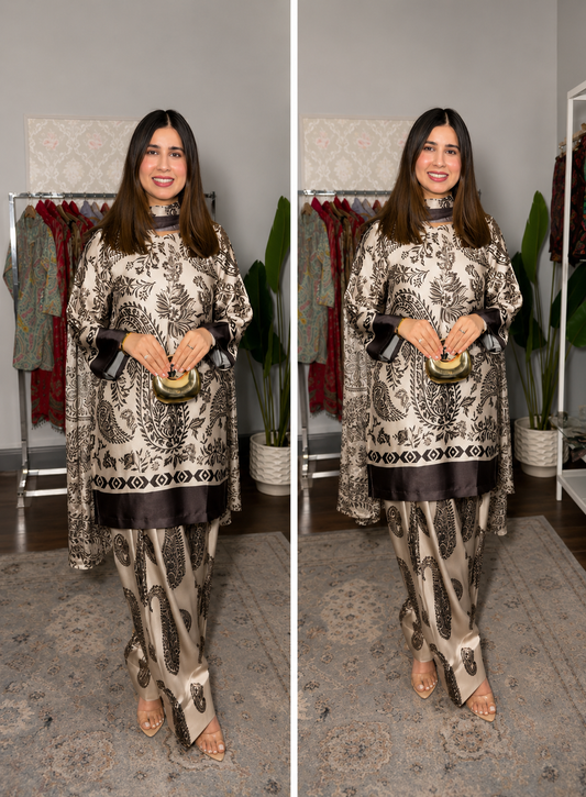 Maria B Silk Collection 2026 – 3-Piece Unstitched Suit