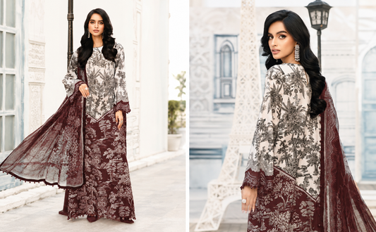 Maria B Silk Collection 2026 – 3-Piece Unstitched Suit