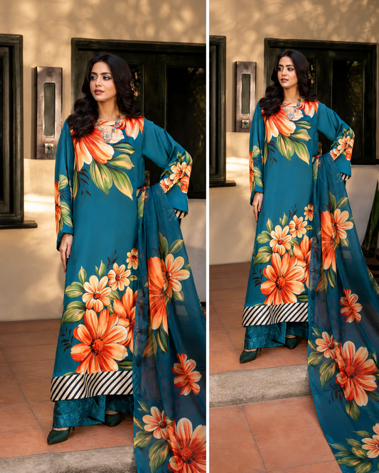 Maria B Silk Collection 2026 – 3-Piece Unstitched Suit