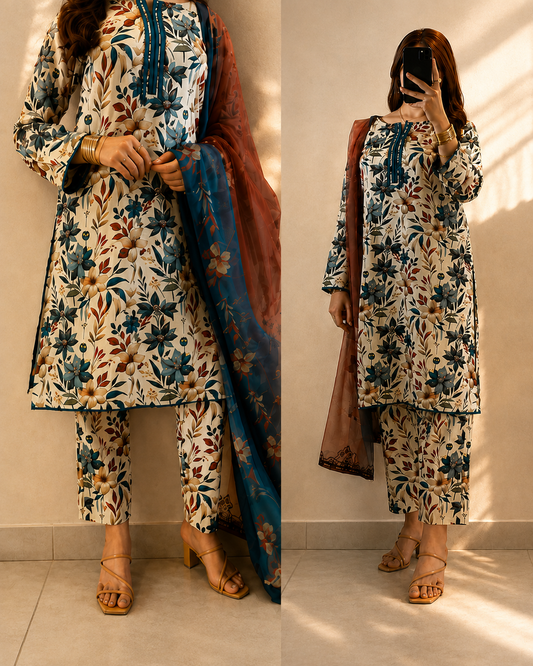 Maria B Silk Collection 2026 – 3-Piece Unstitched Suit