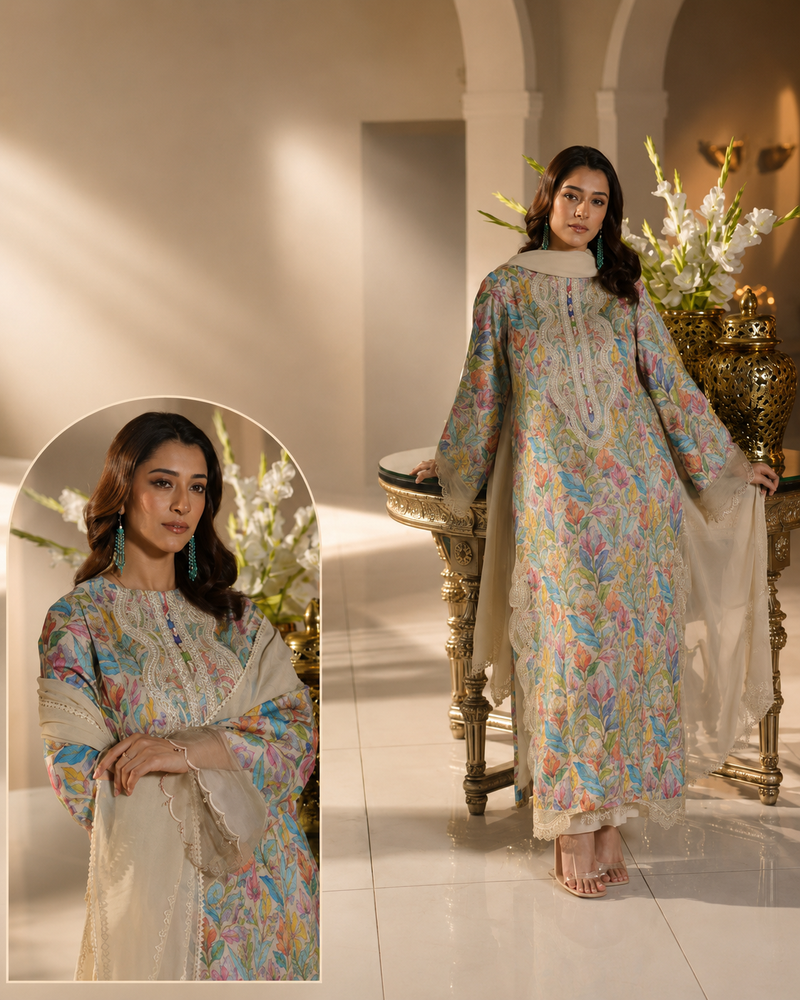 Maria B Silk Collection 2026 – 3-Piece Unstitched Suit