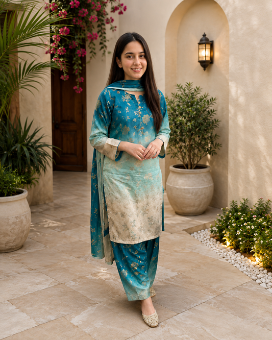 Maria B Silk Collection 2026 – 3-Piece Unstitched Suit