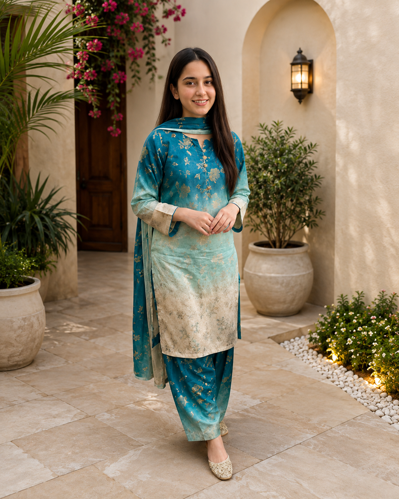 Maria B Silk Collection 2026 – 3-Piece Unstitched Suit