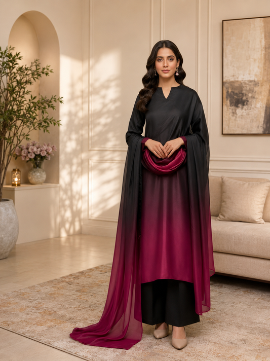 Maria B Silk Collection 2026 – 3-Piece Unstitched Suit