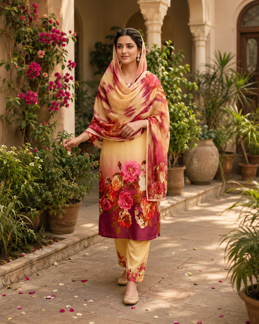 Maria B Silk Collection 2026 – 3-Piece Unstitched Suit