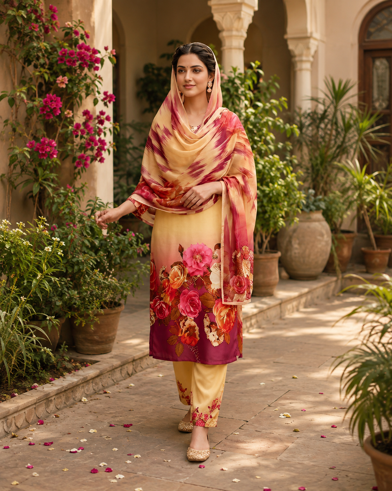 Maria B Silk Collection 2026 – 3-Piece Unstitched Suit