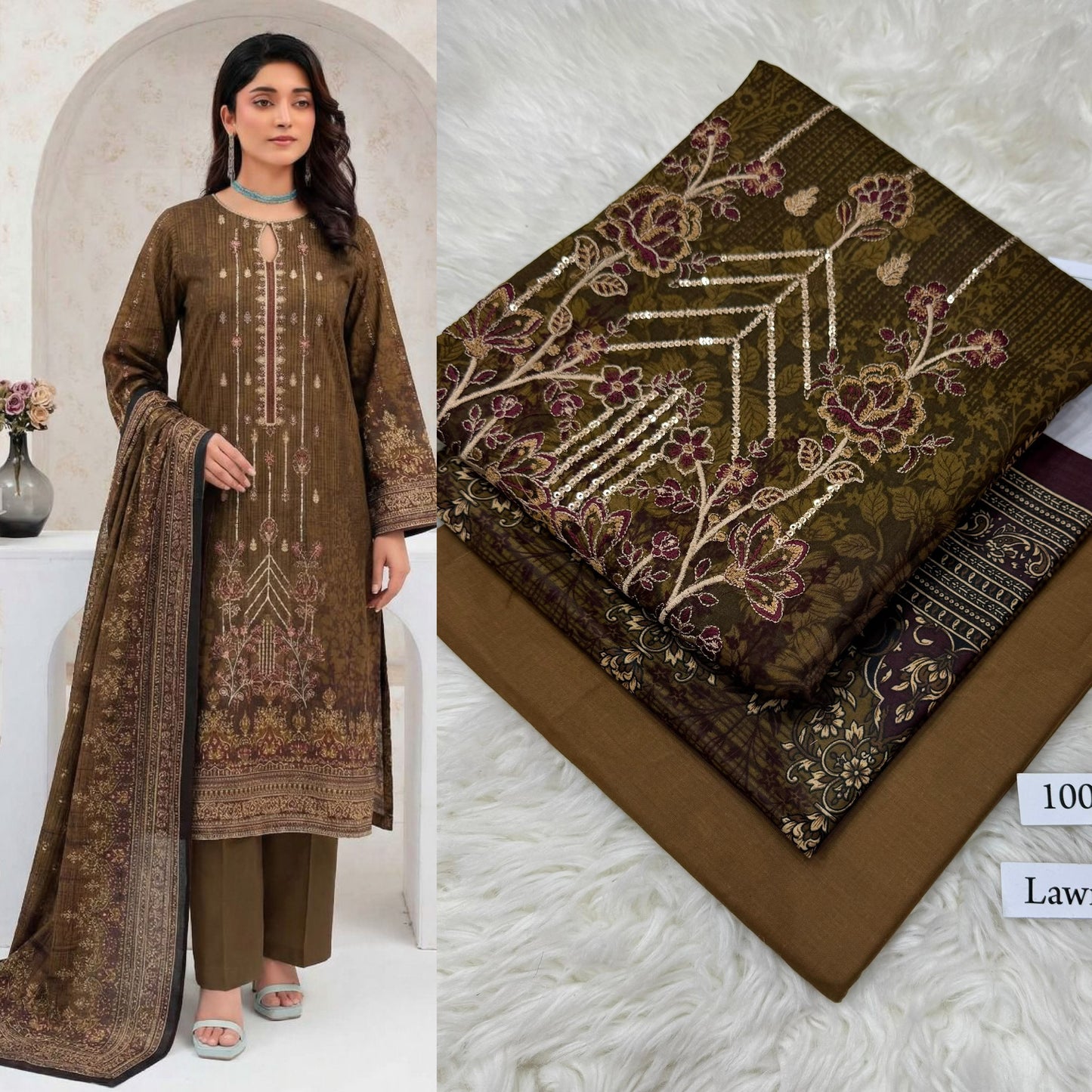 Premium Embroidered Lawn Suit with Lawn Dupatta