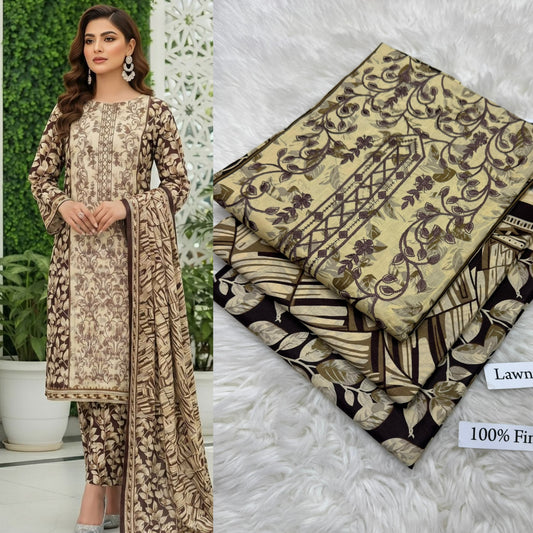 Premium Embroidered Lawn Suit with Lawn Dupatta