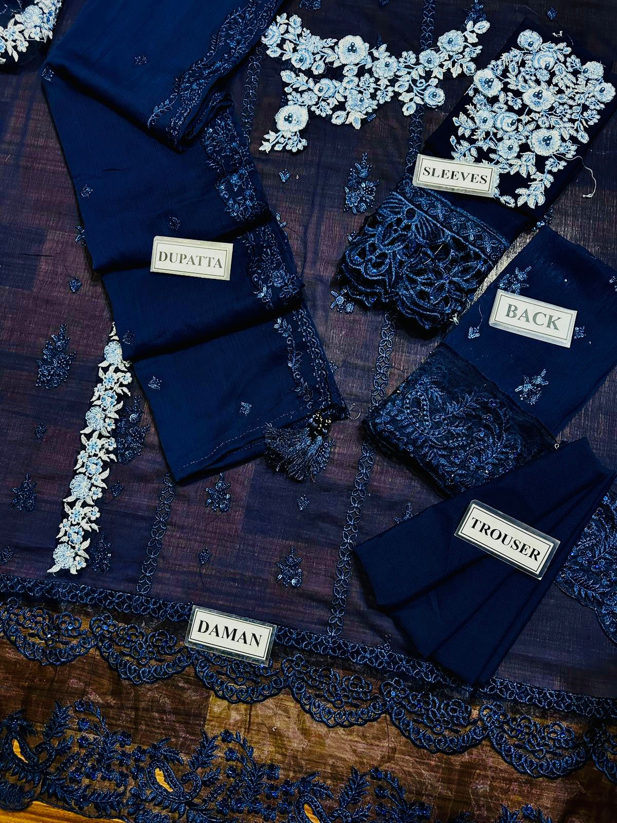 AZURE Premium Chiffon Unstitched – 3 Piece Suit