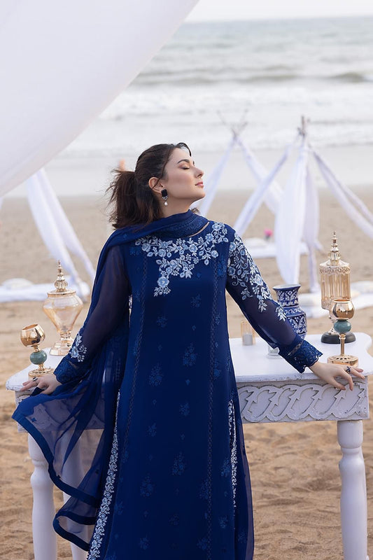 AZURE Premium Chiffon Unstitched – 3 Piece Suit