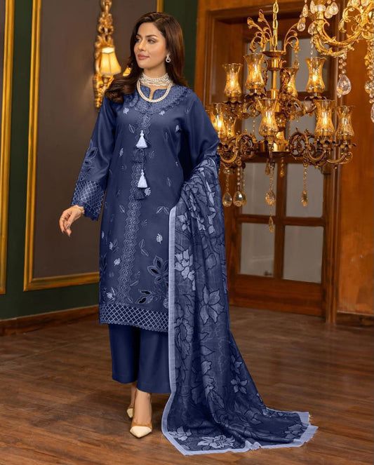 SHE EDJE Premium Lawn 3 Embroidered Piece Unstitched Suit