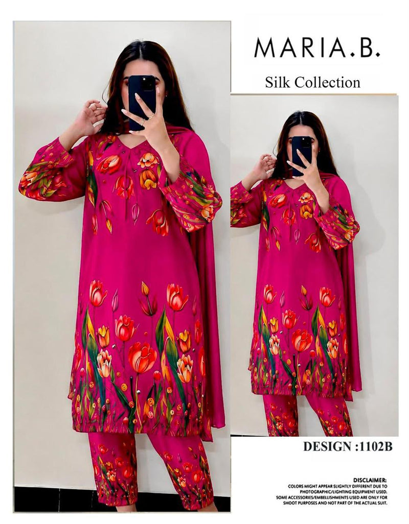 Maria B Silk – 3 Piece Unstitched Suit