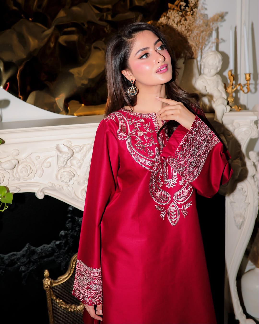 Embroidered Shamoze Silk 2-Piece Unstitched Suit