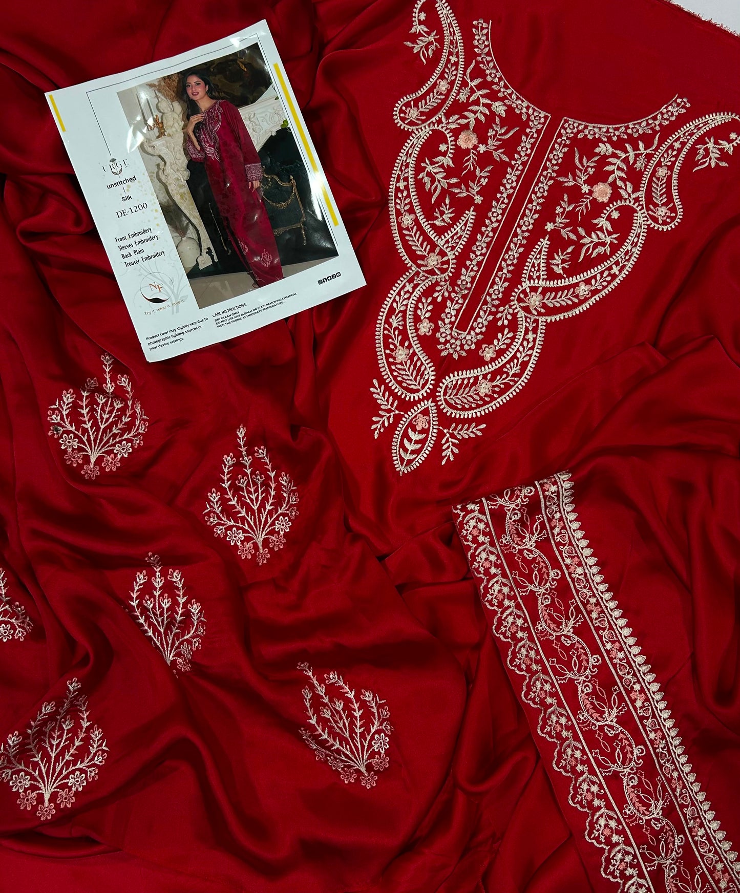 Embroidered Shamoze Silk 2-Piece Unstitched Suit