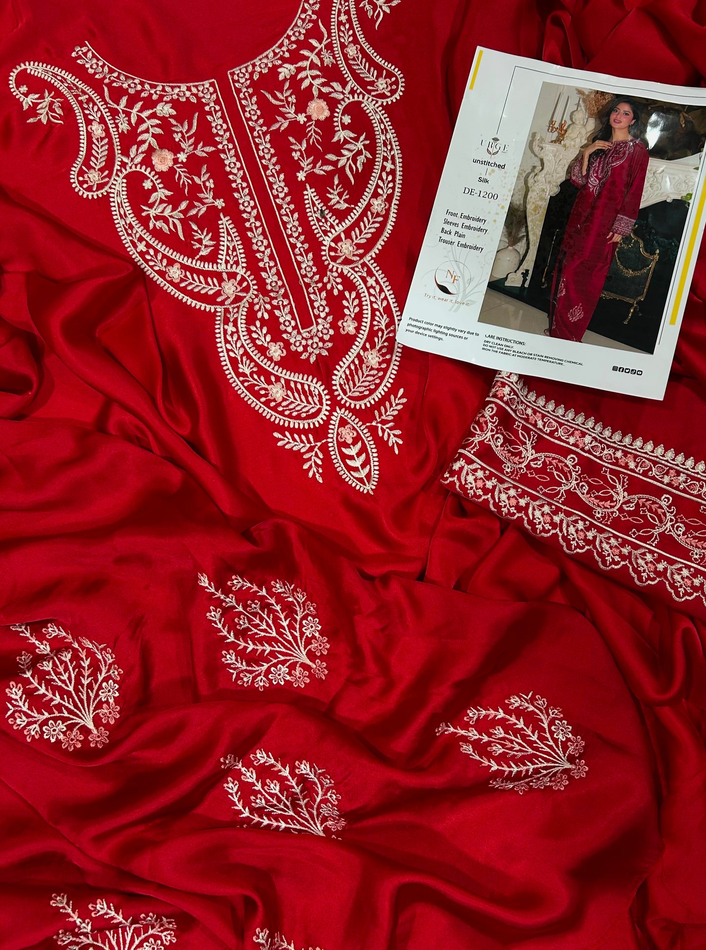 Embroidered Shamoze Silk 2-Piece Unstitched Suit