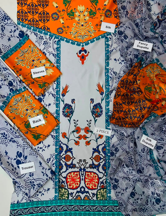 Maria B Silk Collection 2026 – 3-Piece Unstitched Suit