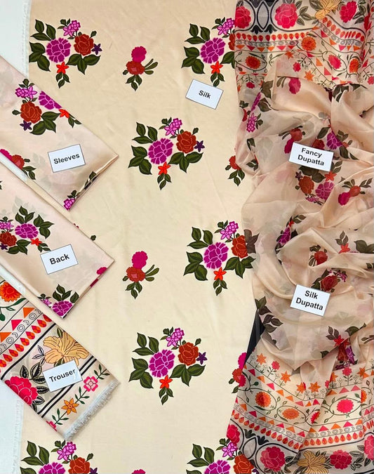 Maria B Silk Collection 2026 – 3-Piece Unstitched Suit