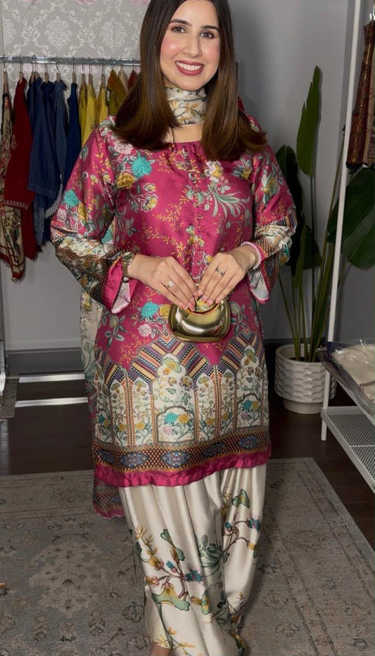 Maria B Silk Collection 2026 – 3-Piece Unstitched Suit