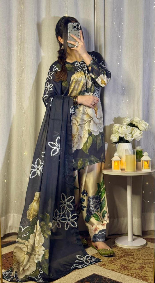 Maria B Silk Collection 2026 – 3-Piece Unstitched Suit