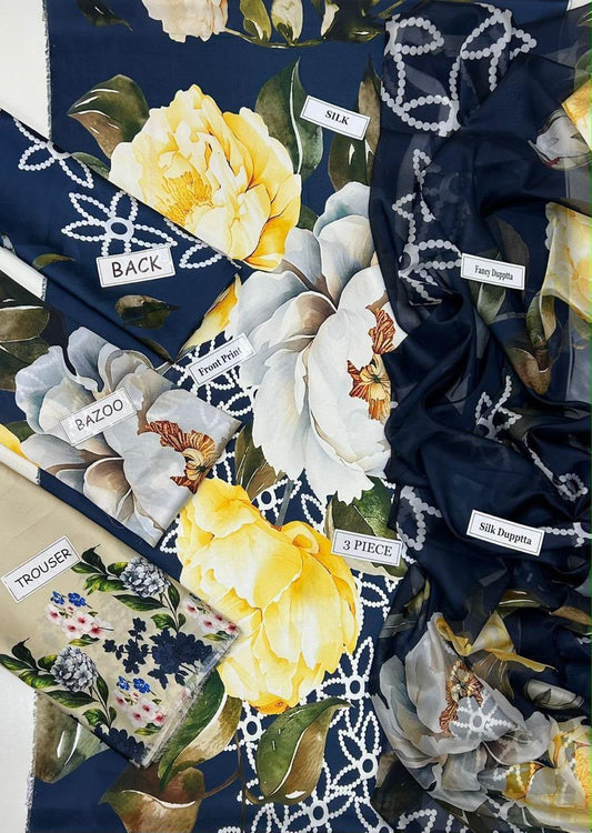 Maria B Silk Collection 2026 – 3-Piece Unstitched Suit