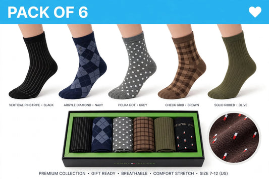 Premium Cotton Socks Pakistan - Formal Dress & Casual Ankle Socks Pack of 6